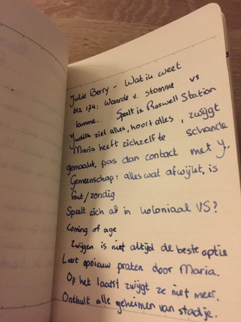 notities maken Notities over Wat ik weet van Julie Berry