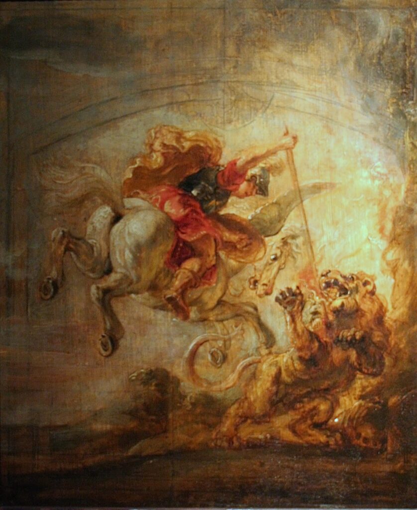 Bellerophon op Pegasus doodt de Chimaera