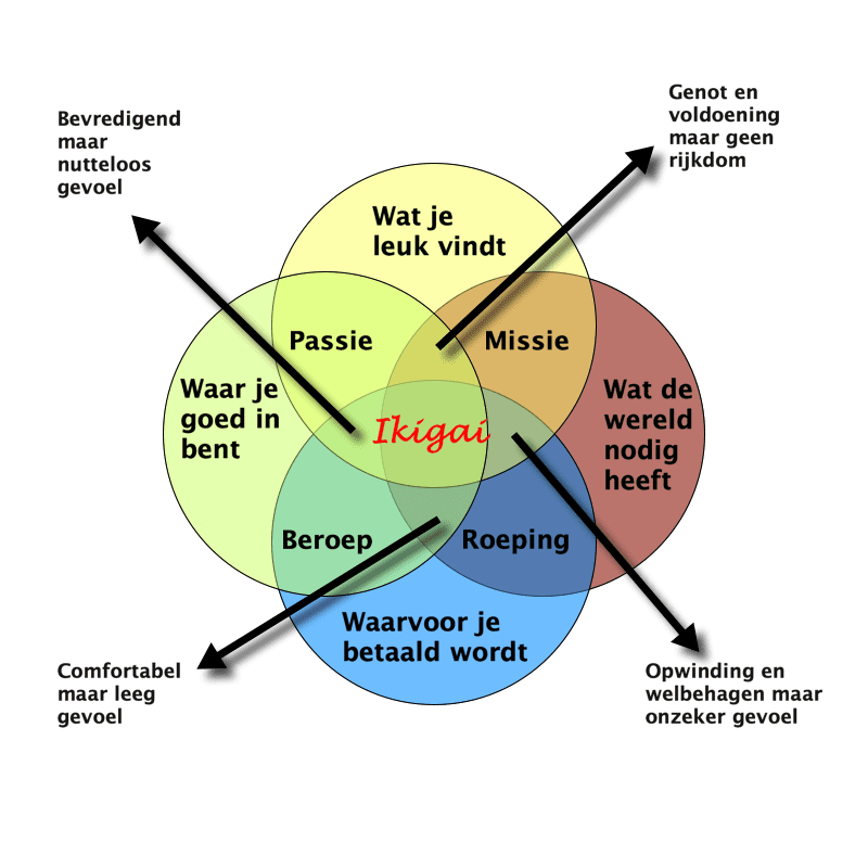 Waar je ikigai vindt: in het midden van je passie, roeping, missie en beroep