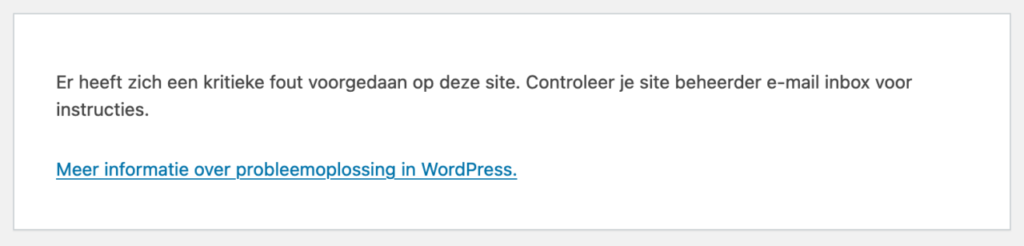 Kritieke fout op je WordPress website.
